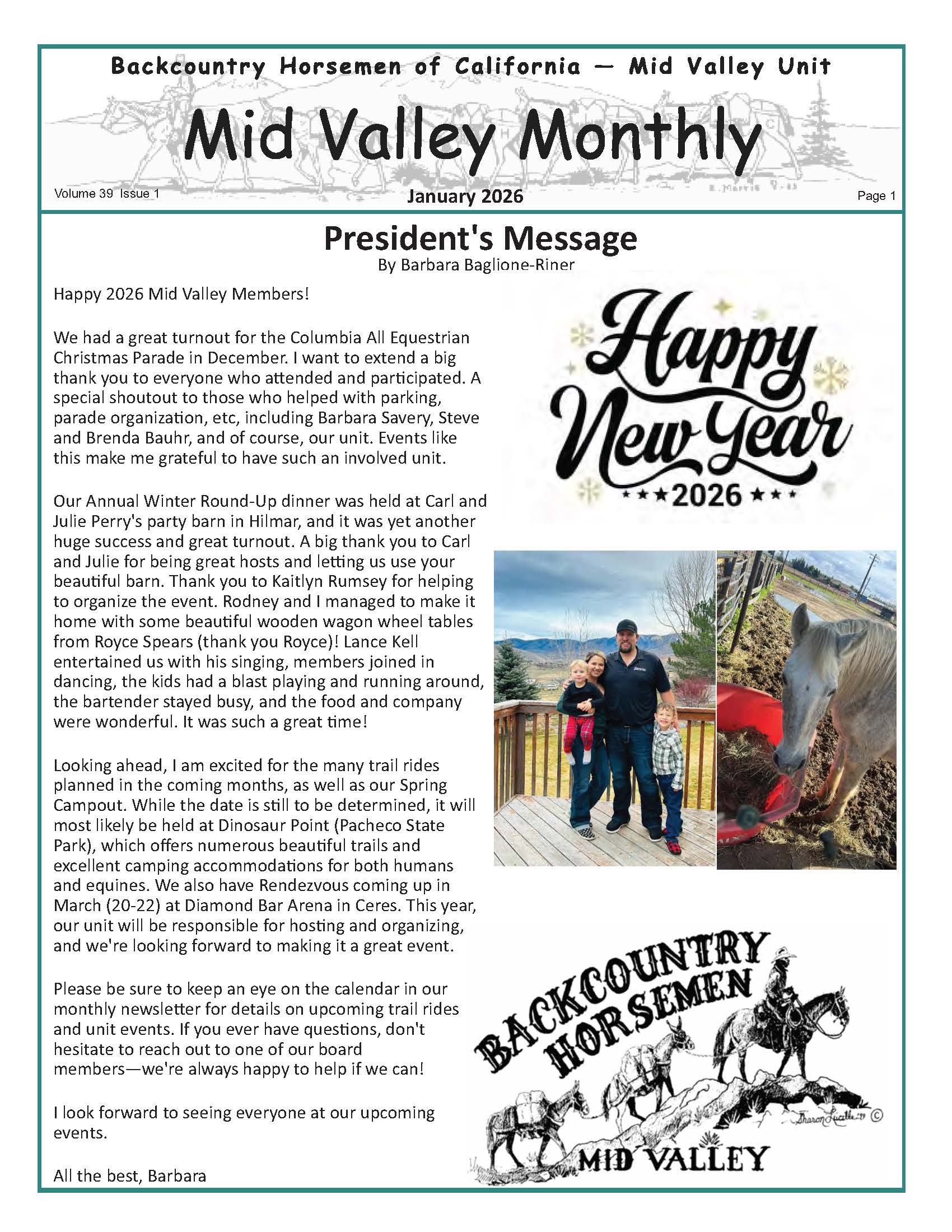 January, 2026 Newsletter