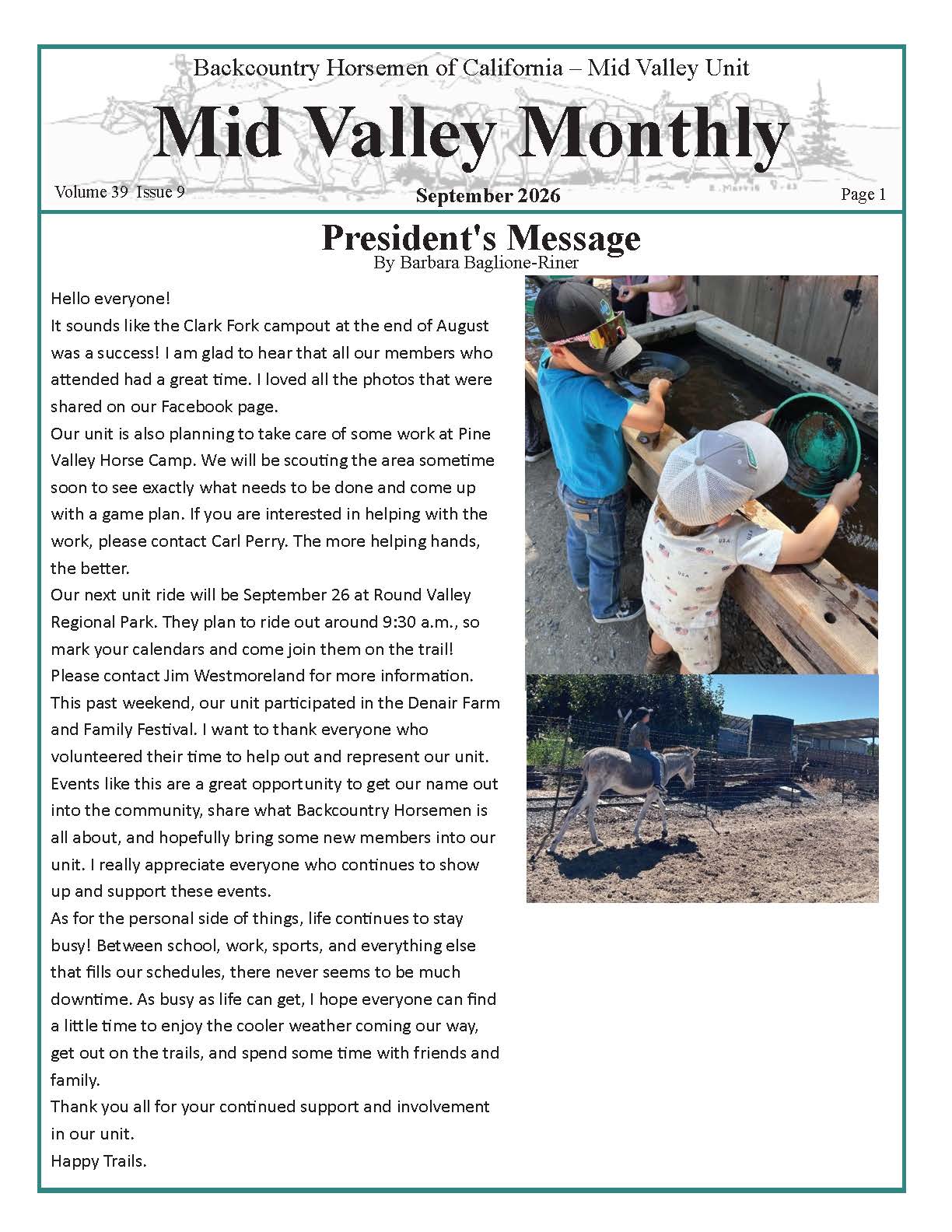 September 2026 Newsletter